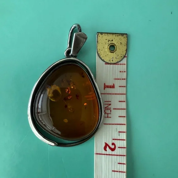 Authentic Baltic Amber Pendant with 925 Silver Frame - Picture 3 of 6